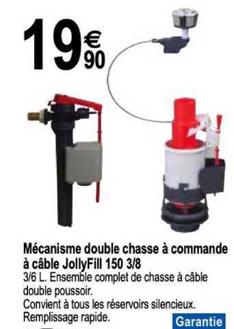 mécanisme double chasse à commande à câble jollyfill 150 3 8