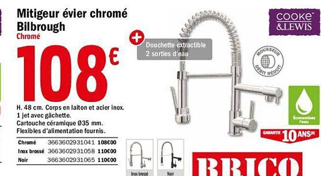 mitigeur évier chormé bilbrough cooke&lewis