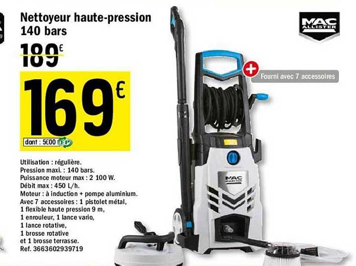 nettoyeur haute pression 140 bars mac allister
