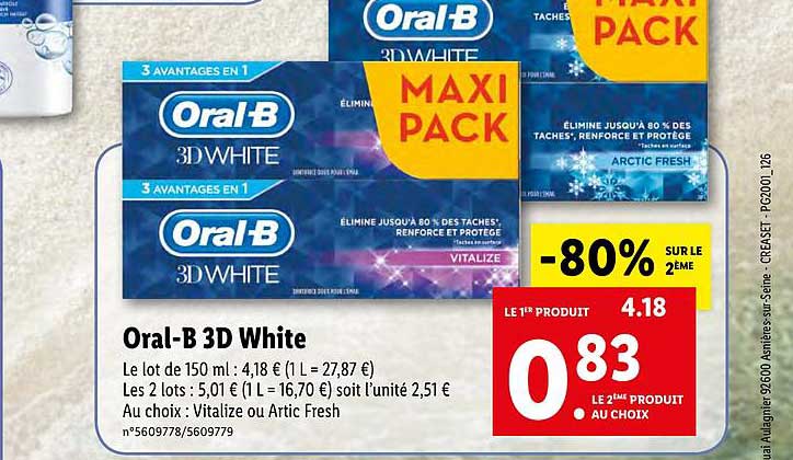 oral b 3d white -80% remise immédiate