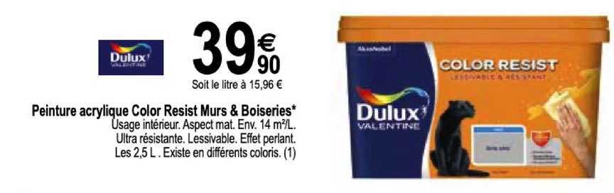 peinture acrylique color restist murs & boiseries dulux