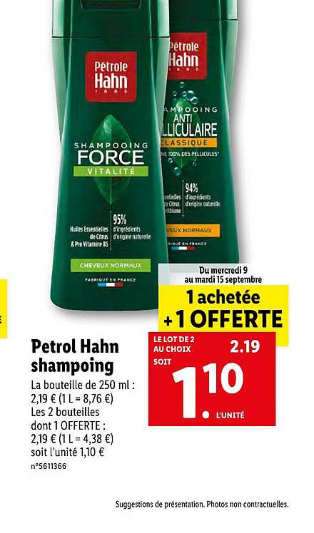 petrol hahn shampoing 1 achetée + 1 offerte