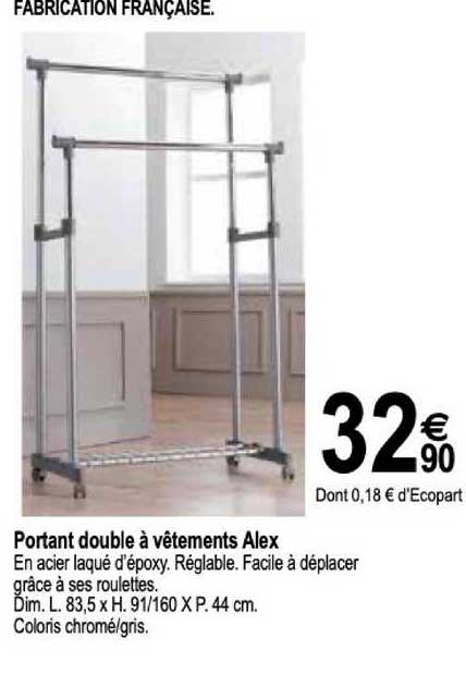 portant double à vêtements alex