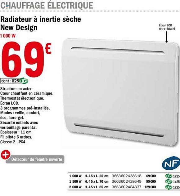 radiateur à inertie sèche new design