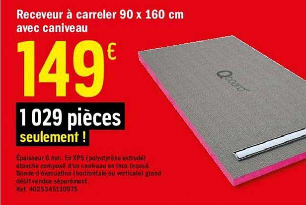 receveur à carreler 90 x 160 cm avec caniveau
