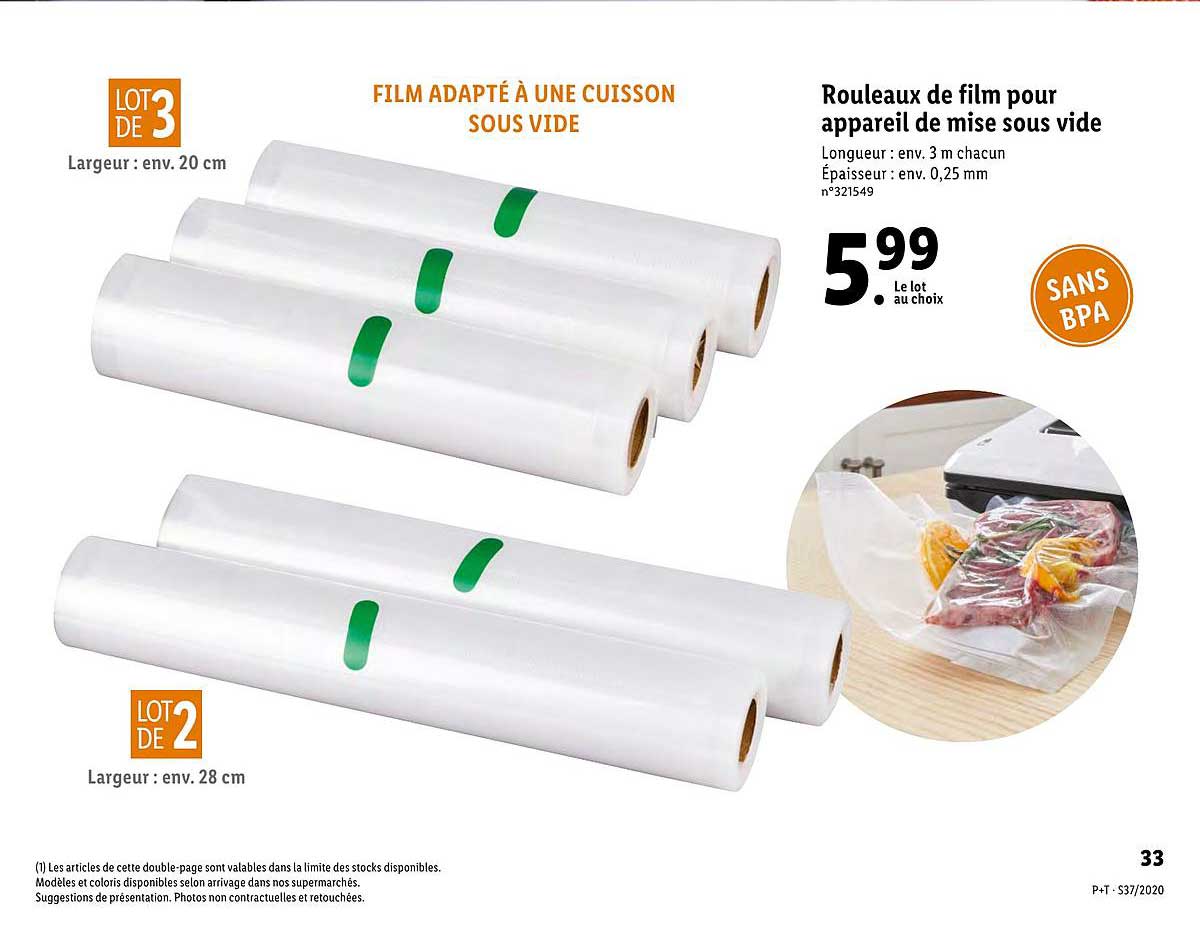 Rouleaux De Film Pour Appareil De Mise Sous Vide