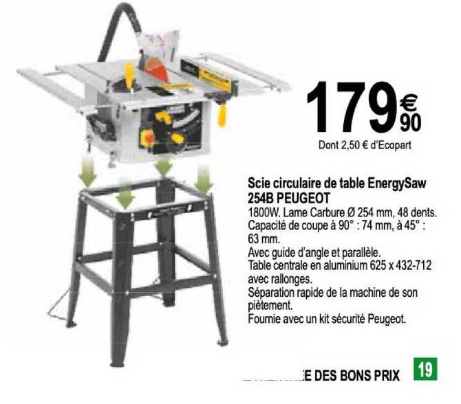 scie circulaire de table energysaw 254b peugeot