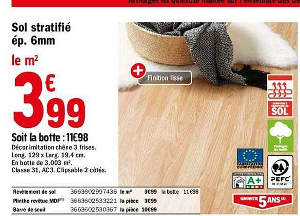 sol stratifié ép. 6mm