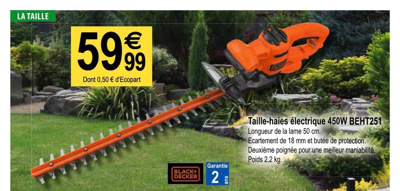 taille haies électrique 450w beht251 black+decker