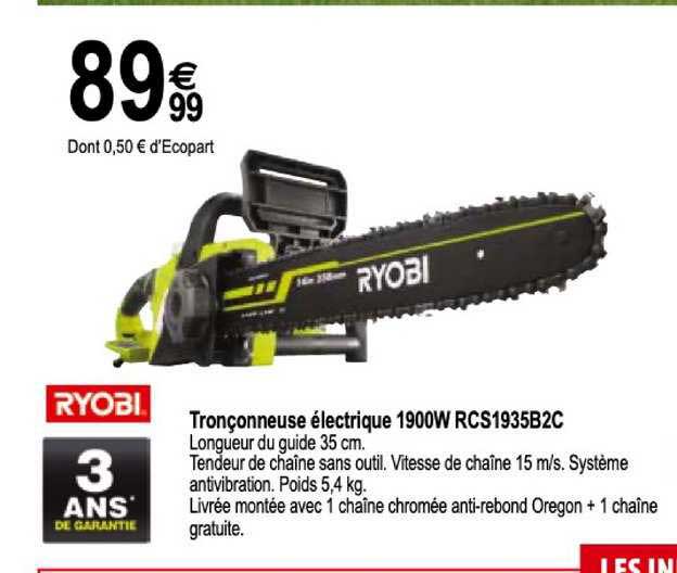 tronçonneuse électrique 1900w rcs1935b2c ryobi