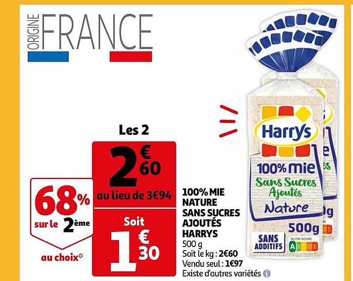 100% Mie Nature Sans Sucres Ajoutés Harrys