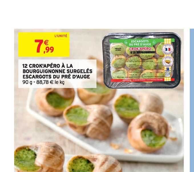 12 crok'apéro à la bourguignonne surgelés escargots du pré d'auge