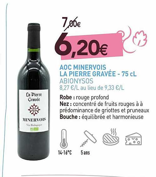 aoc minervois la pierre gravée - 75 cl abionysos
