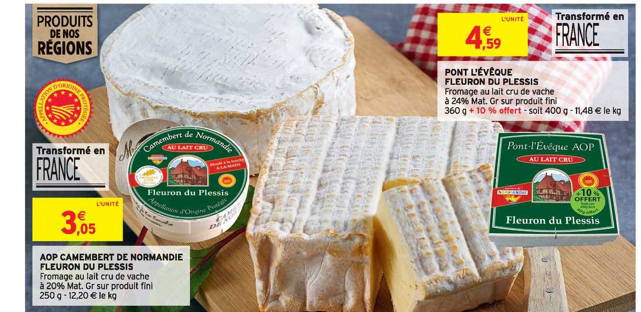 aop camembert de normandie fleuron du plessis, pont l'évêque fleuron du plessis