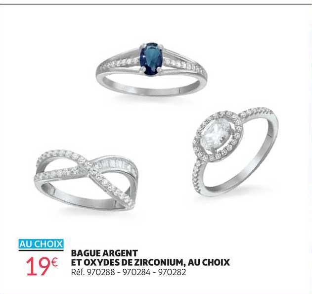 bague argent et oxydes de zirconium, au choix