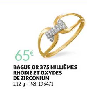 bague or 375 millièmes rhodié et oxydes de zirconium