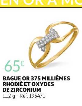 bague or 375 millièmes rhodié et oxydes de zirconium