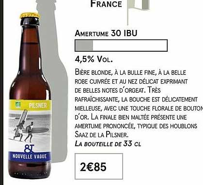 bière blonde pilsner , amertume 30 ibu