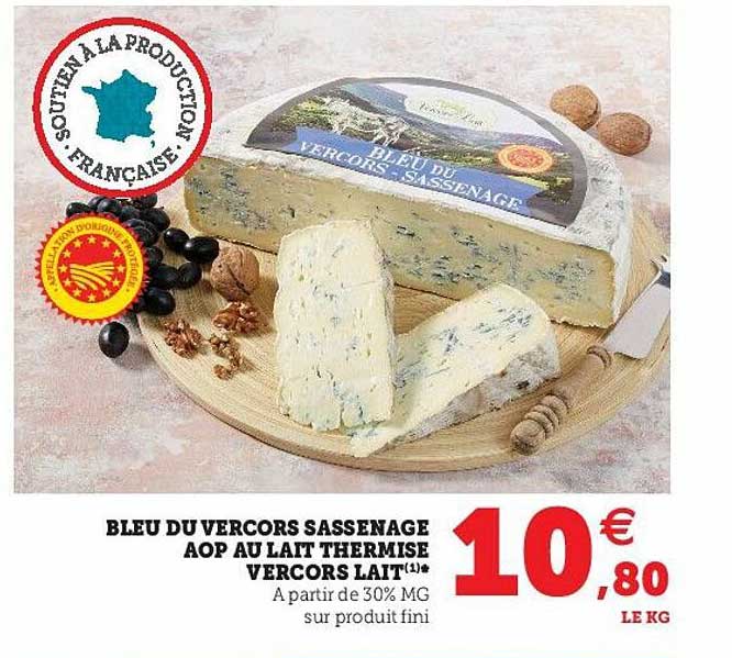 bleu du vercors sassenage aop au lait thermisé vercors lait