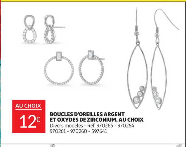 boucles d'oreilles argent et oxydes de zirconium, au choix
