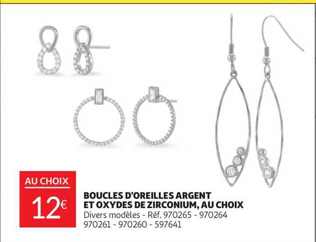 boucles d'oreilles argent et oxydes de zirconium, au choix