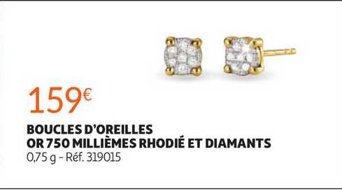 boucles d'oreilles or 750 millièmes rhodié et diamants