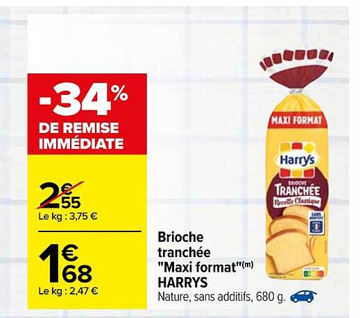 brioche tranchée "maxi format" harrys