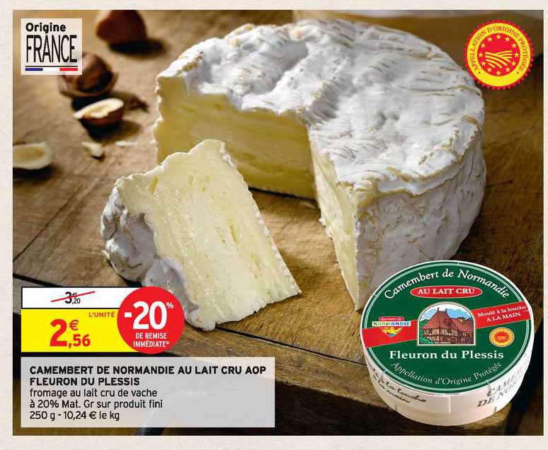 camembert de normandie au lait cru aop fleuron du plessis