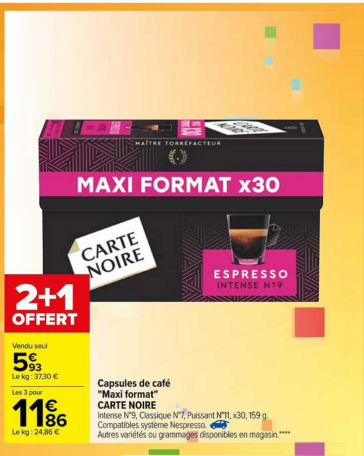 capsules de café "maxi format" carte noire