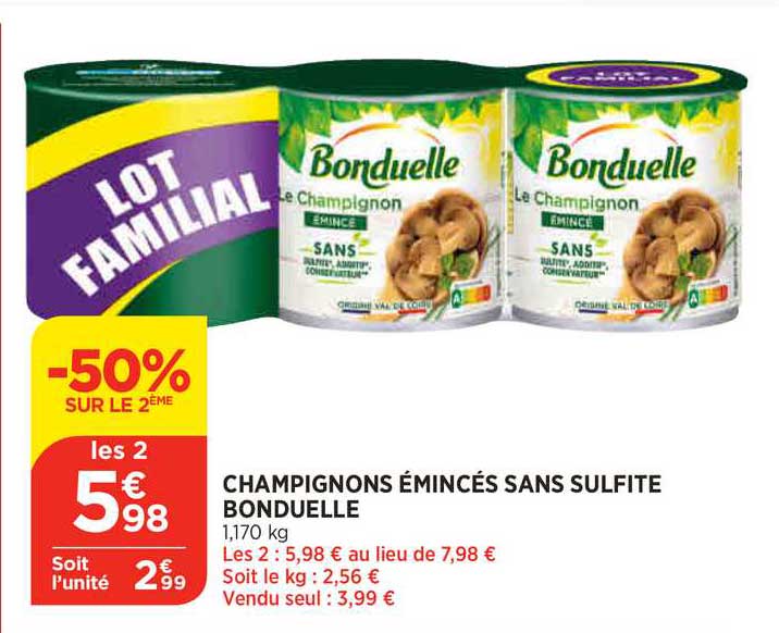 champignons émincés sans sulfite bonduelle