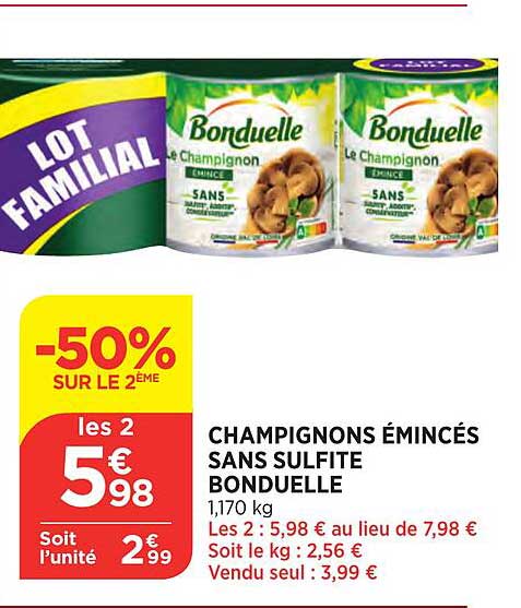 champignons émincés sans sulfite bonduelle