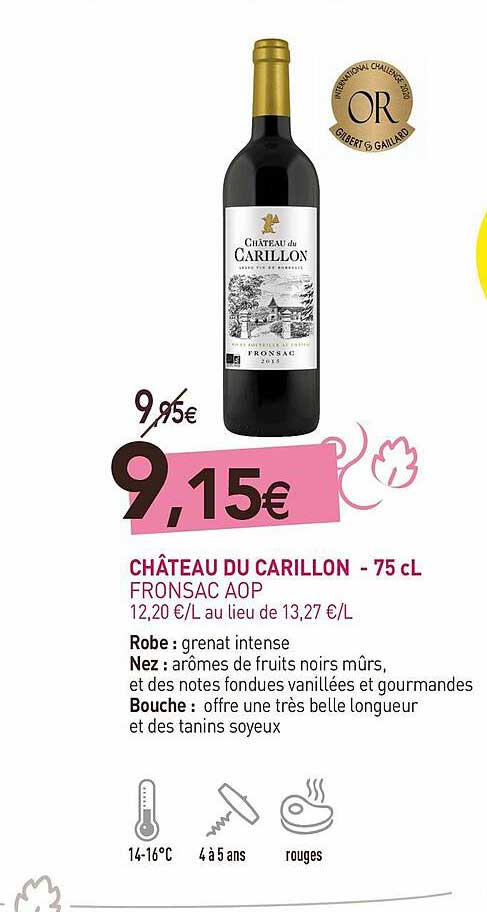 château du carillon - 75 cl fronsac aop