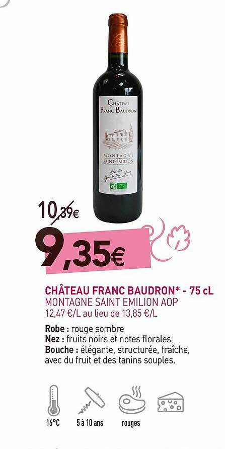 château franc boudron - 75 cl montagne saint émilion aop