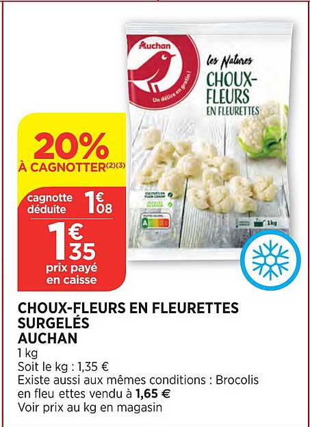 choux-fleurs en fleurettes surgelés auchan