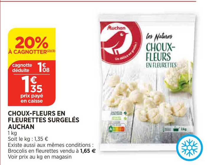 choux-fleurs en fleurettes surgelés auchan