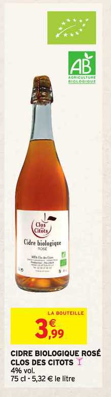 cidre biologique rosé clos des citots