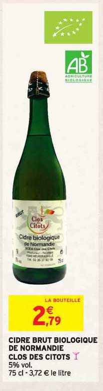 cidre brut biologique de normandie clos de citots