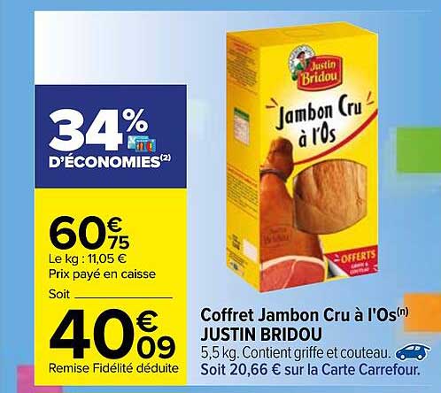 coffret jambon cru à l'os justin bridou