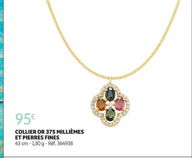 collier or 375 millièmes et pierres fines