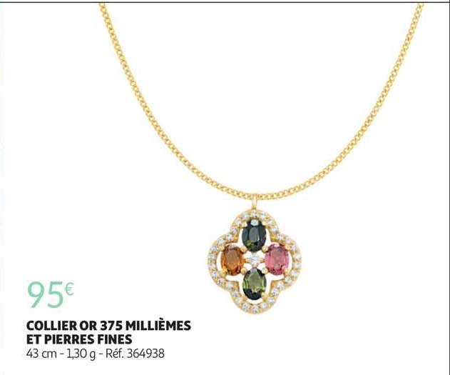 collier or 375 millièmes et pierres fines