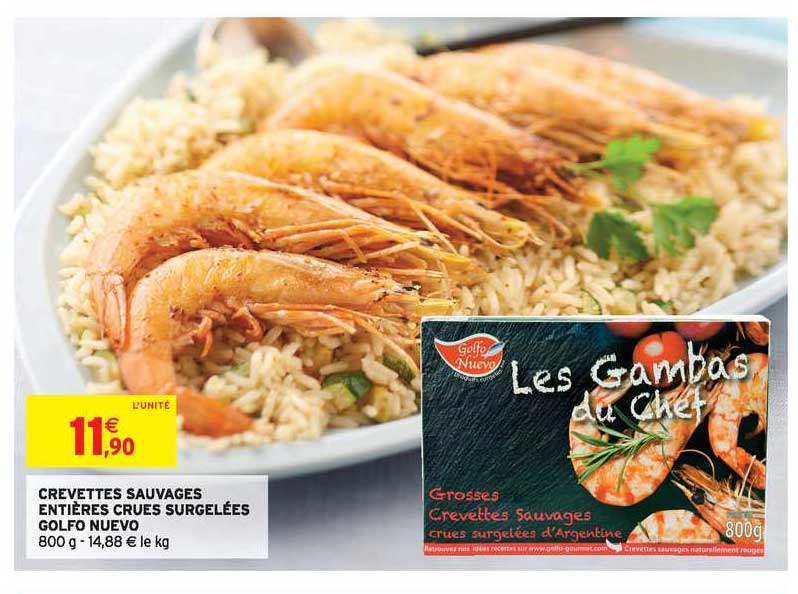 crevettes sauvages entières crues surgelées golfo nuevo