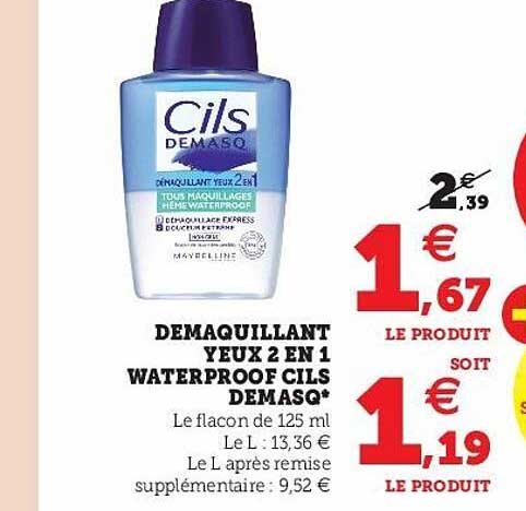 démaquillant yeux 2 en 1 waterproof cils demasq