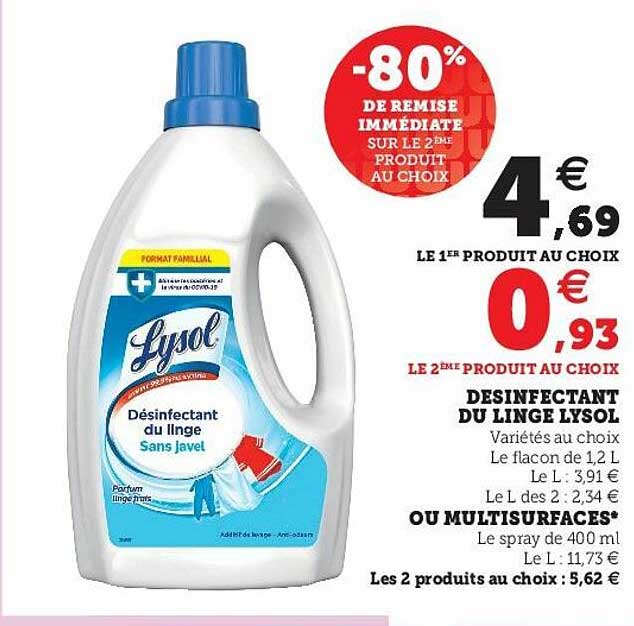 désinfectant du linge lysol ou multisurfaces