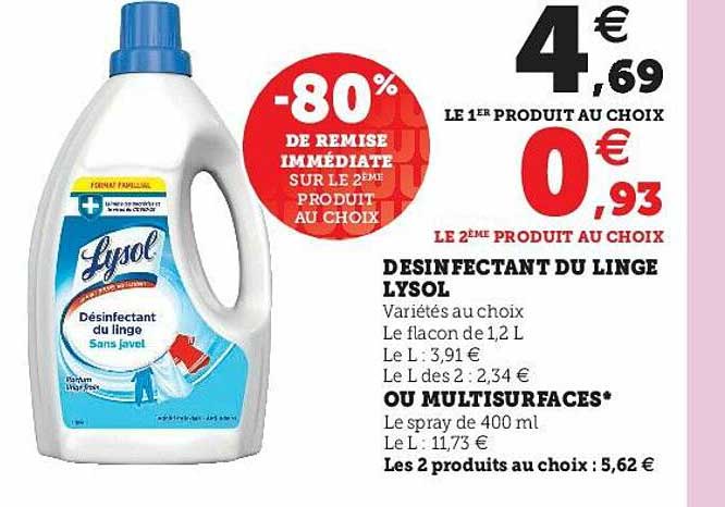 désinfectant du linge lysol ou multisurfaces