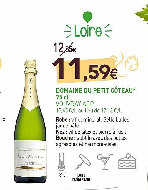 domaine du petit côteau 75 cl vouvray aop