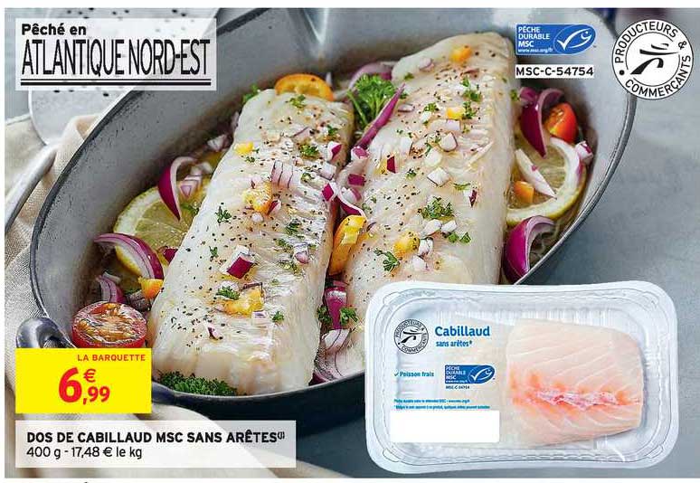 dos de cabillaud msc sans arêtes