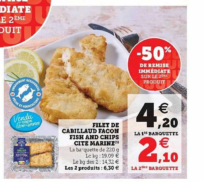 filet de cabillaud façon fish and chips cité marine