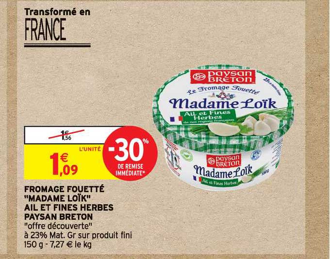 fromage fouetté "madame loïk" ail et fines herbes paysan breton
