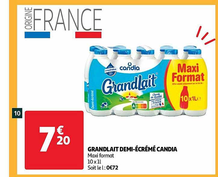grandlait demi-écrémé candia