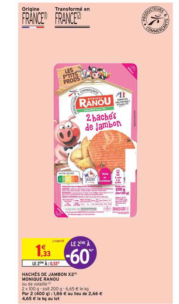 hachés de jambon x2 monique ranou
